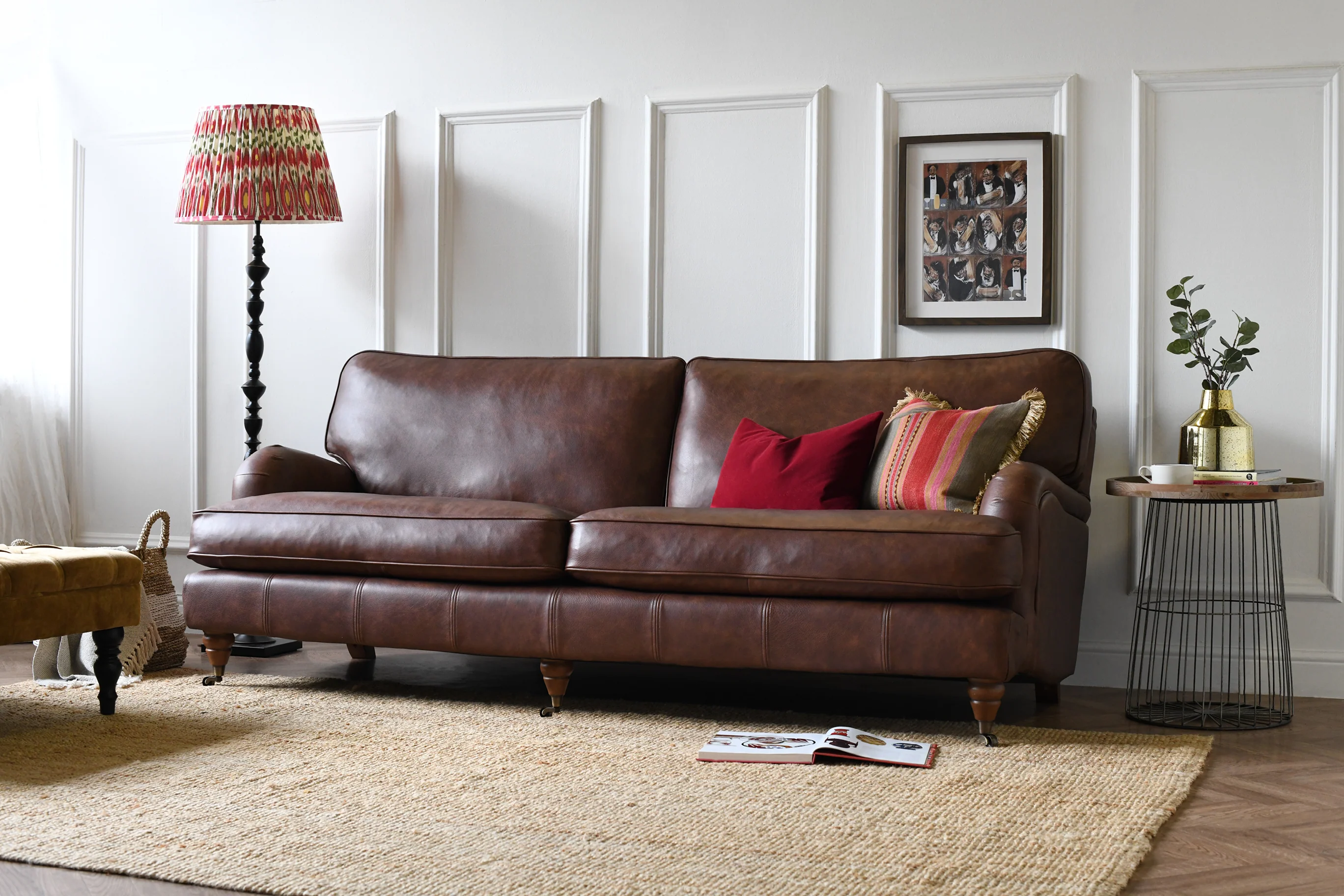 Florence | 4 Seater Sofa | Vintage Chestnut - Image 3