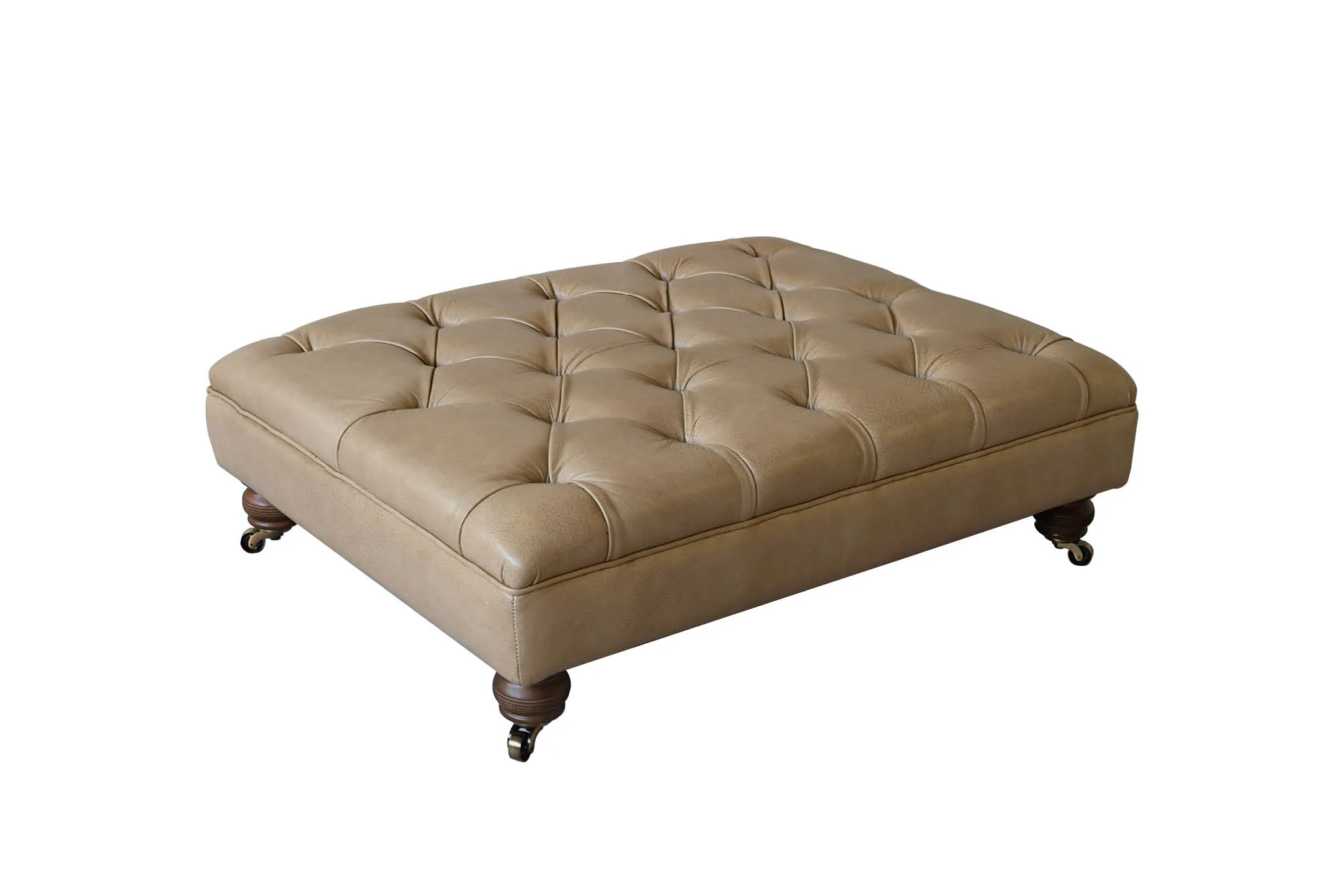 Grand Chesterfield | Large Button Bench Footstool | Milton Sand