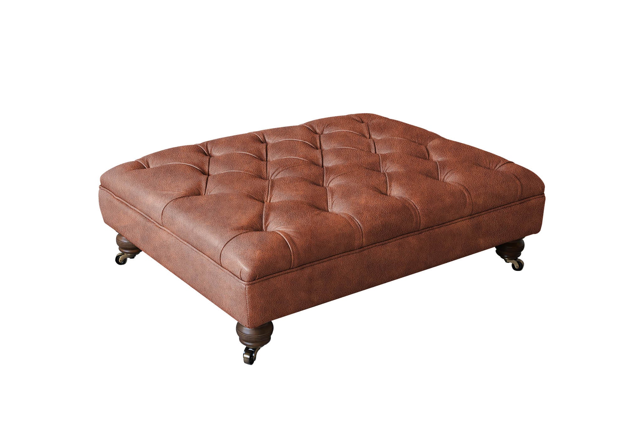Lincoln | Large Button Bench Footstool | Vintage Chestnut