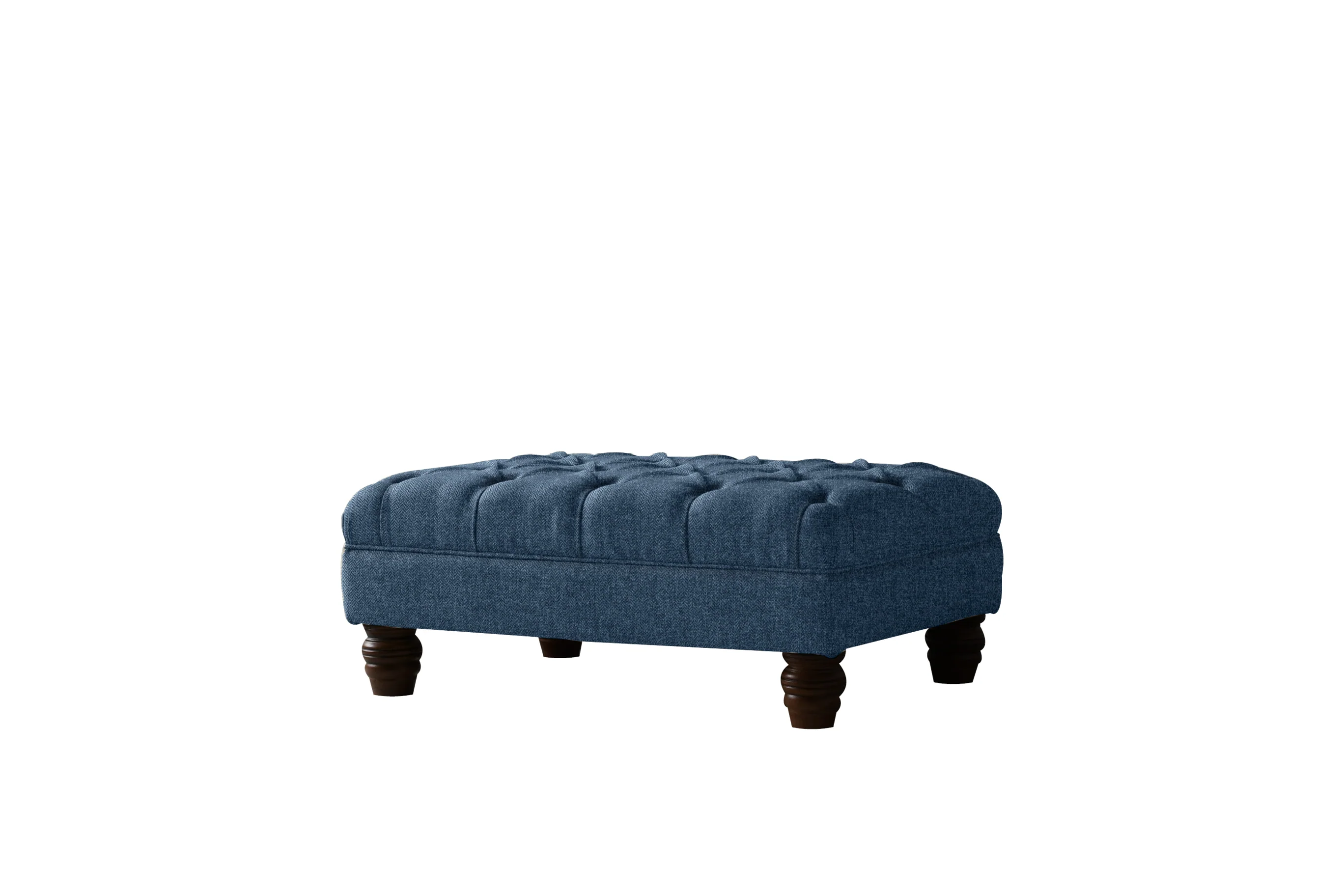 Grosvenor | Button Bench Footstool | Orly Blue